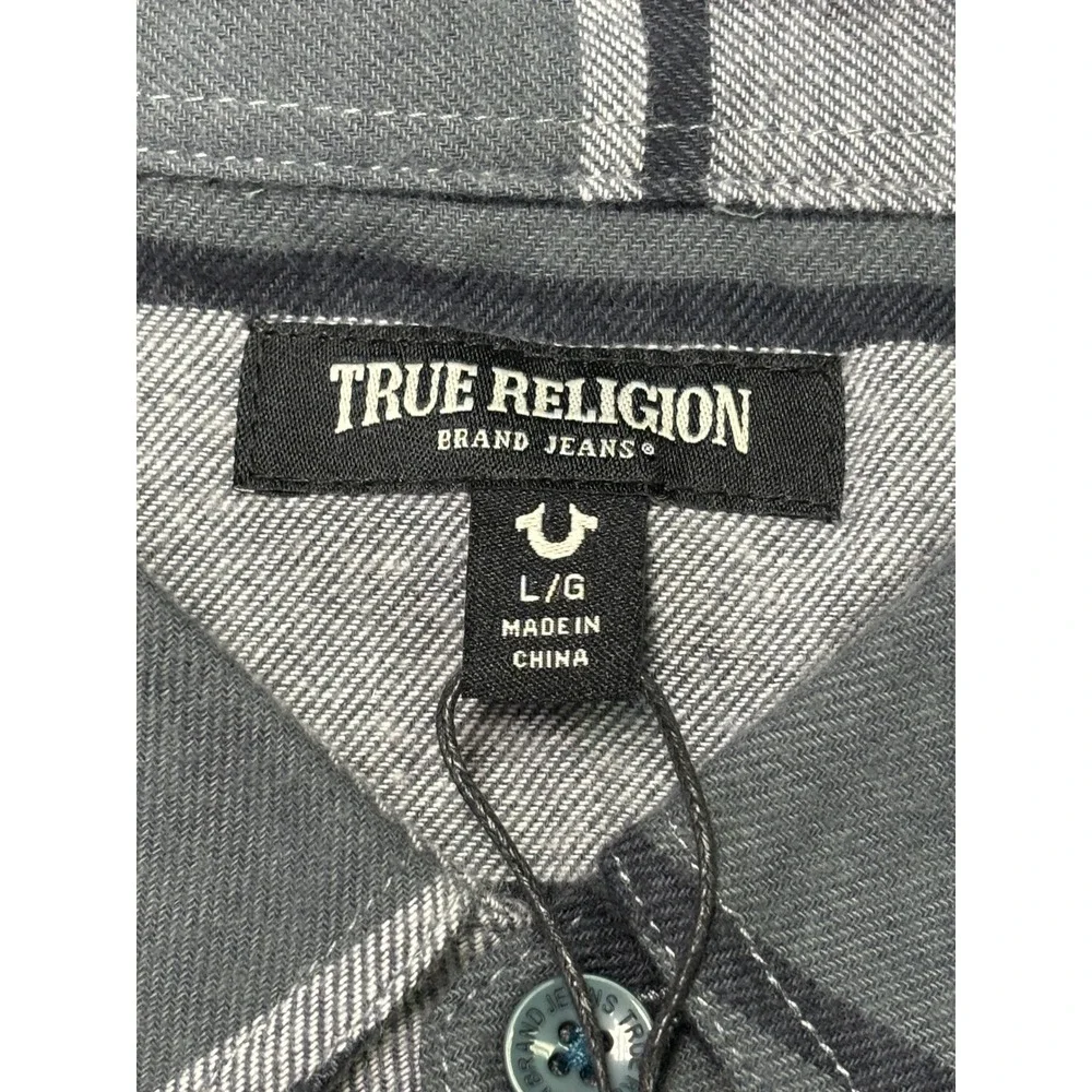 NWT True Religion Mens L/G‎ Long Sleeve Striped Button Down Shirt Shipyard